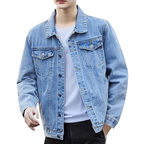 Genérico Chaqueta Vaquera Hombre, Chaqueta Tejana Hombre Talla Grande con Botones con Múltiples Bolsillos Solapa Chaquetas Color Sólido Retro Moda Cómodo Abrigo para Parejas O Salidas Informales