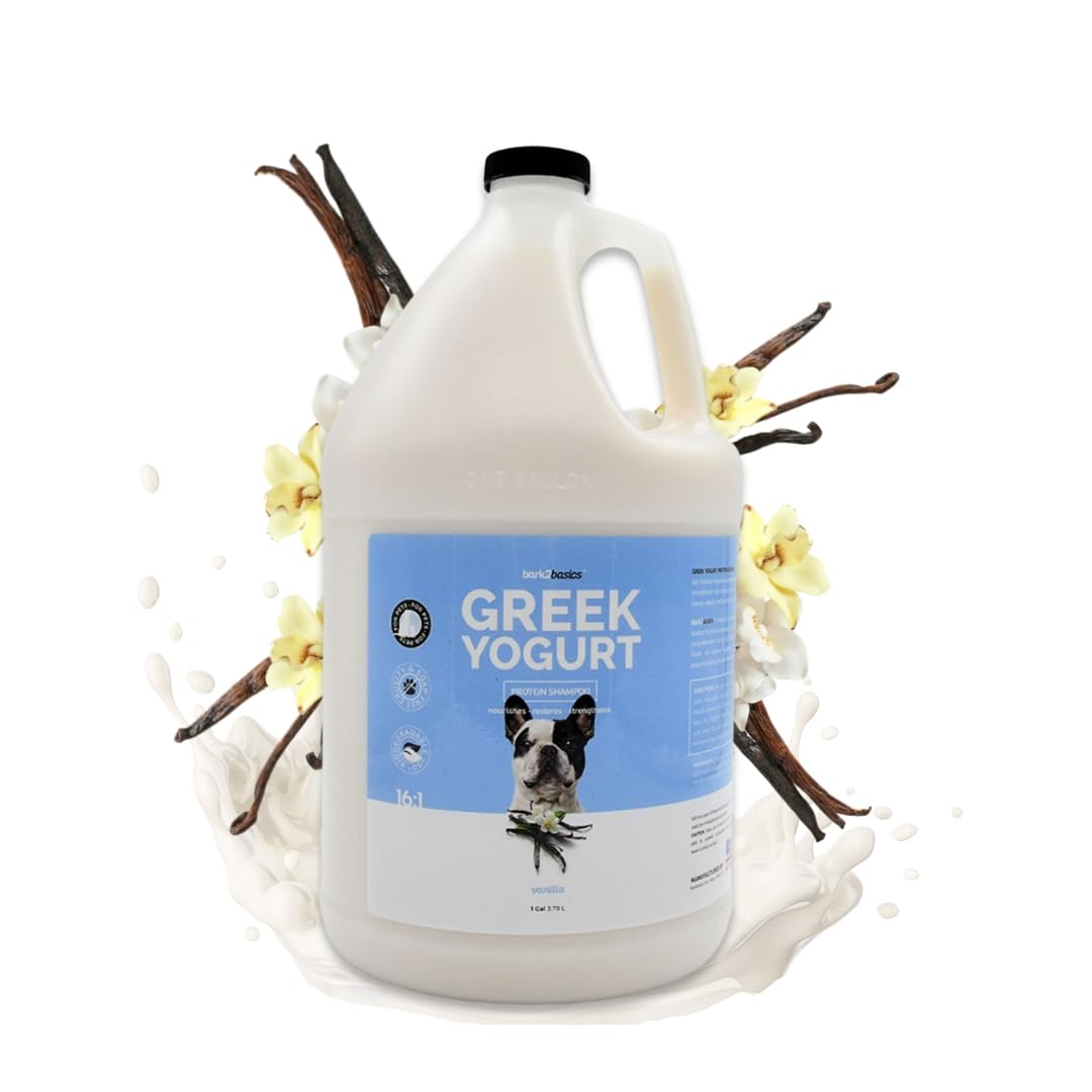 Bark 2 Basics Vanilla Greek Yogurt Dog Shampoo, 1 Gallon | Protein Pet Shampoo, All Natural Ingredients, Restores Moisture, Gently Repairs and Nourishes Coat, Cruelty-Free