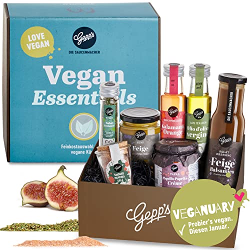 Gepp’s Feinkost Vegan Essentials Geschenkbox I Gefüllt mit veganen Köstlichkeiten, hergestellt nach eigener Rezeptur I Tolles Geschenk für alle Freunde der Veganen Küche Cover