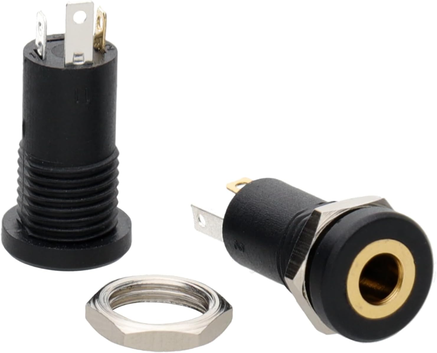 kenable 3.5mm Aux Stereo Gold Socket Input Panel Mount Audio Solder Adapter [2 Pack]