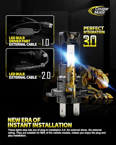 Image of Cougar Motor H7 Fog Bulbs, New Upgraded H7 1:1 size No Required Adapter Auxiliary Light Off-Road Non-polarity Quick Installation, Pack of 2