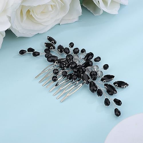 Peine Vintage Negro con Cristales para Boda miniatura 5