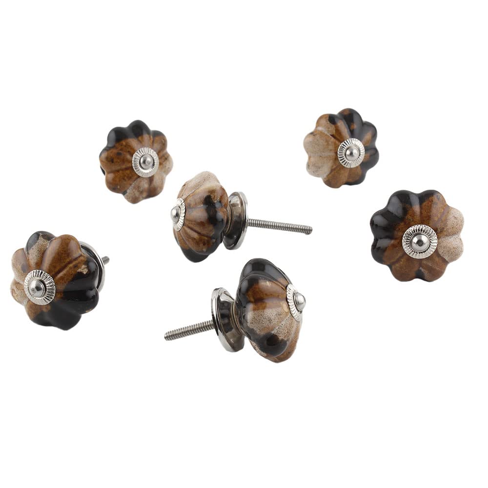 Indian-Shelf Pack of 6 Antique Brown Drawer Pull- Ceramic Door Pull- Melon Drawer Knob- Solid Dresser Knob- Door Handles- Chest of Drawer Knobs- Dresser Hardware Knobs- Decorative Dresser Knobs (B09QQ1FD9F) Amazon Price History, Amazon Price Tracker