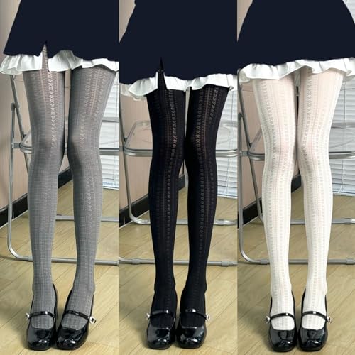 Japanese Bowknot Pattern Thin Tights for Women Breathable Leggings Student Solid Color Pantyhose Stockings4
