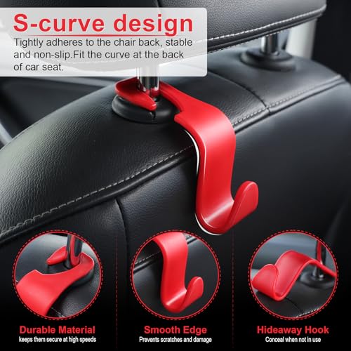 Image of LivTee Car Seat Headrest Hook - 4 Pack Universal Auto Back Seat Hook Organizer for Purse Coat, Interior Accessories