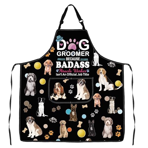 JXGZSO Dog Grooming Apron Waterproof with Pockets Dog Groomer Gifts Hairdresser Gift Pet Grooming Apron