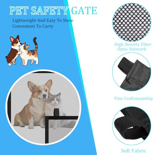 2 Stück Hunde Türschutzgitter 110 x 77 cm Treppenschutzgitter Ohne Bohren Haustiere Kinderschutzgitter mit 8 Klebehaken Hundebarrieren Hunde Türschutzgitter für Innen Und Außenbereich