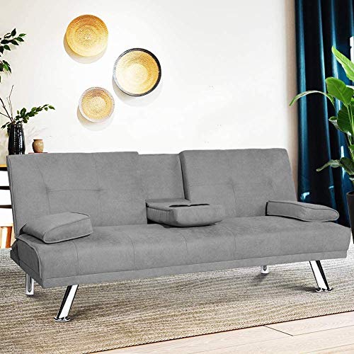 HCWORLD Sleeper,Modern Futon Sofa Bed, Couch Metal Legs and ...