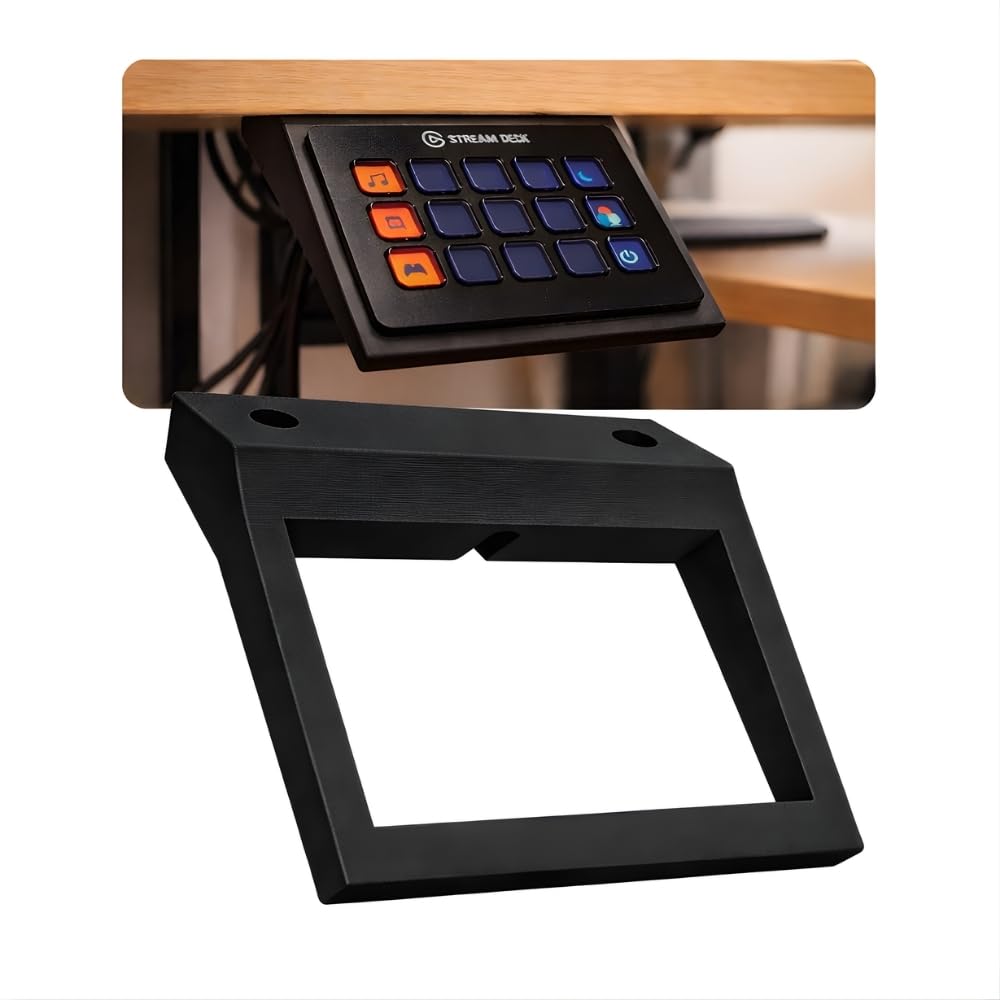 SplashNColor Stream Controller Under Desk Mount – Space-Saving Hidden Setup | Easy Access Angle | Cable Management Cutout | Professional Streaming Station Organizer