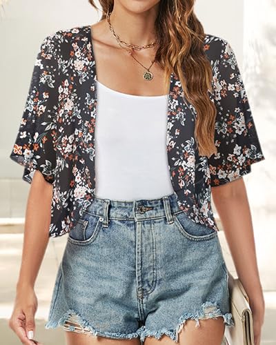 Image of ZNVGIRL Women Shrug Chiffon Cardigans Open Front Short Sleeve Bolero for Evening Dressy 2026