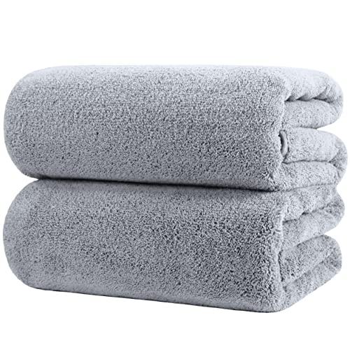 POLYTE Premium Quick Dry Lint Free Microfibre Bath Sheet, Pack of 2 (Grey, 89x178 cm)