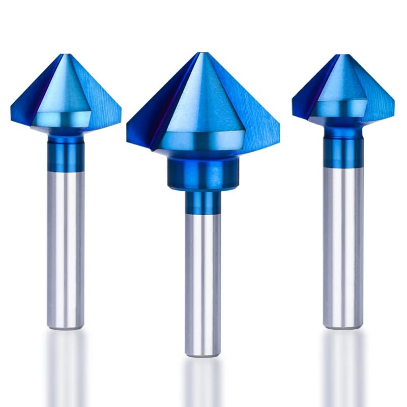 Cortador De Chaflán De 3 Flautas, Broca CNC 90D HSS, Cortador De Agujeros De Metal Y Madera Con Revestimiento Nano Azul, Broca Avellanadora,50,0 Mm