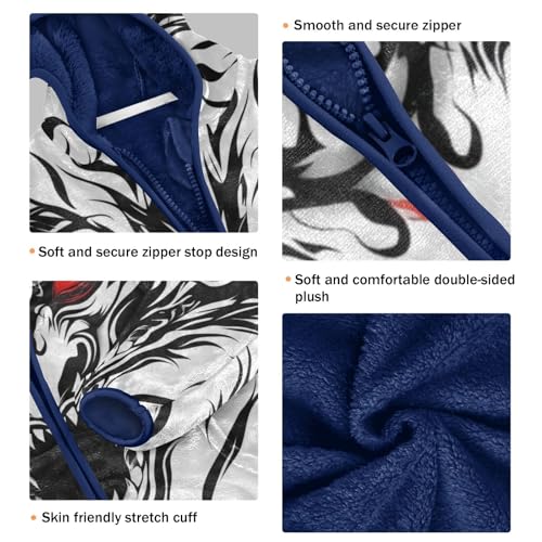 Dragon with Red Eyes Girls Fleece Jacket Girls Fall Jacket Girls Zip Up Hoodie Girls Sherpa Jacket 2-10T3