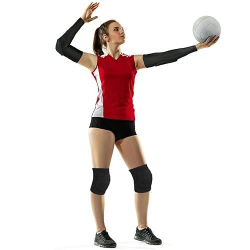 Miniatura 6 de Rodilleras de voleibol y mangas para brazos con coderas, accesorios esenciales de voleibol con alta protección, coderas de voleibol, rodilleras para