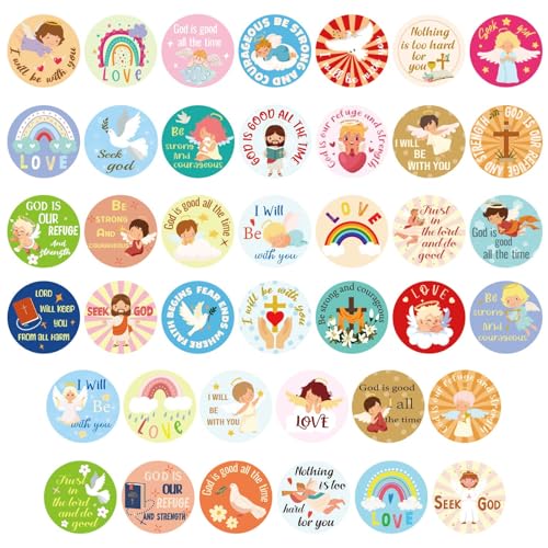 600 Christian Religious Stickers, 1" Round Jesus Stickers for Kids,