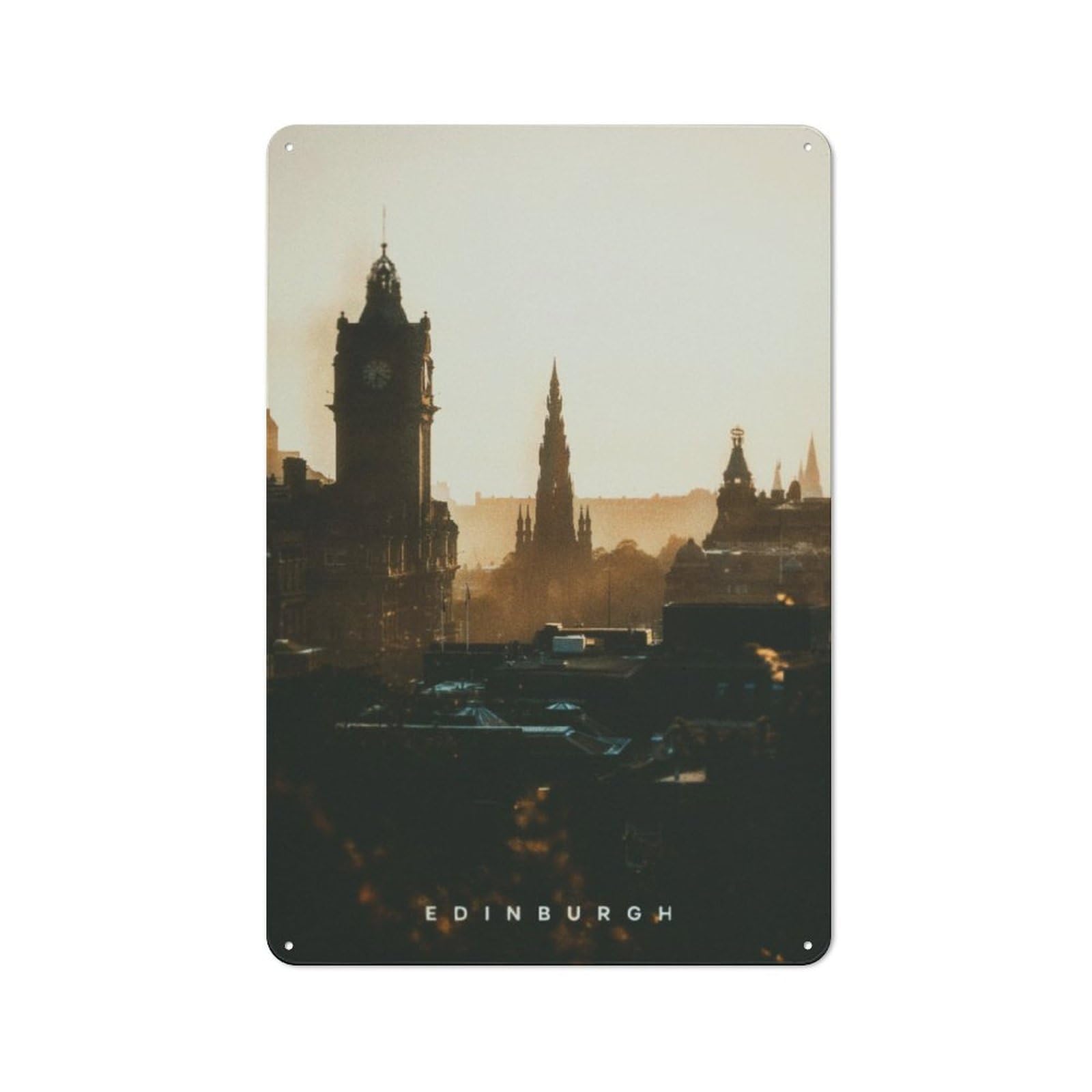 Industrial Metal Sign with Edinburgh Design 30x20cm, Modern Retro Loft Wall Plaque for Workspace, Cafe, Hallway Or Garage