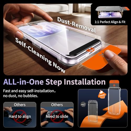 Image of 2 Pack for iPhone 17 Screen Protector, 9H+ Hardness Tempered Glass Full Edge Coverage, Military-Grade Shatter Protection, HD Clear & Sensitive Touch, Easy Installation