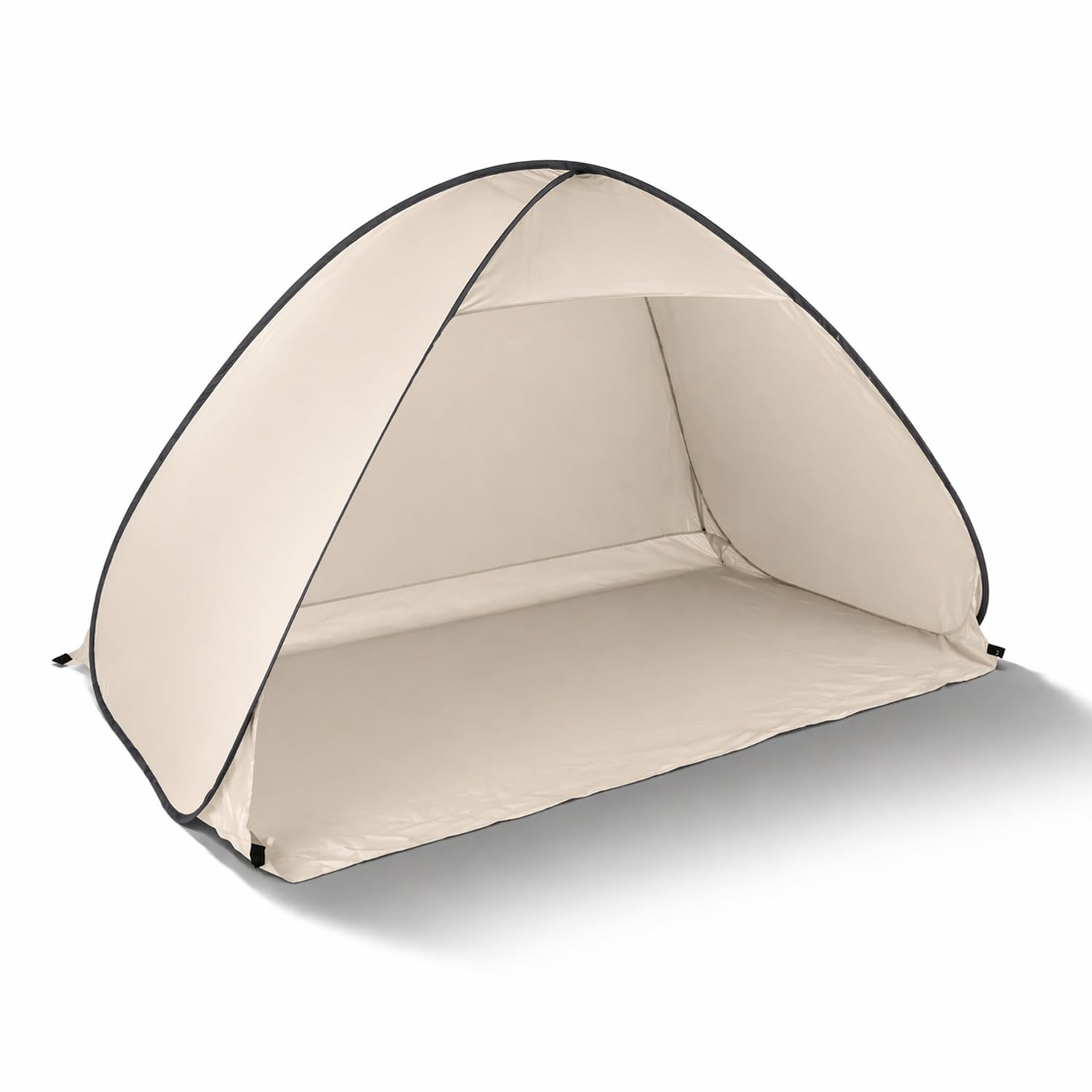 Mojawo XL Pop Up Automatik Wurfzelt Strandmuschel Sonnenschutz Camping Windschutz Outdoor Zelt mit Tasche Beige H110xB200xT125cm Sport & Freizeit