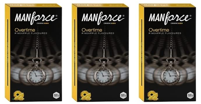 Manforce Overtime Pineapple Condoms, 10 Pcs x Pack of 3