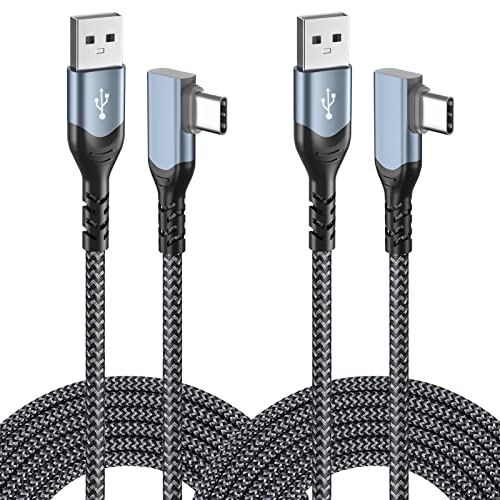 One-Day Sale: Up to 80% Off USB Type C Cable 90 Degree Right Angle 10FT, OKRAY 2-Pack USB-A to USB-C Fast Charger Cable Long Nylon Braided High Speed Sync Cord Compatible for Samsung Galaxy S20/S10/S9, LG, Pixel (Black Black)