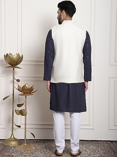 Image of SOJANYA (Since 1958 Men's Cotton Seqence Kurta & Pyjama with Nehrujacket