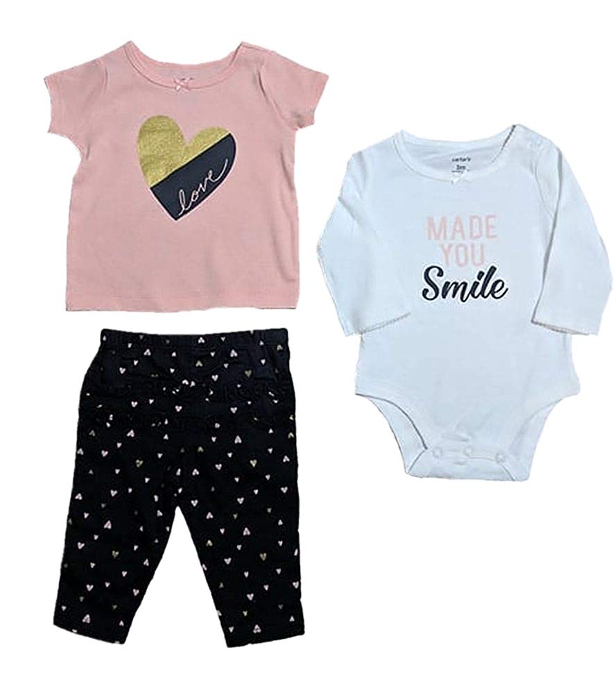 Carter's Baby Girls Take Me Away 3-Piece Little Character Set (Smile/Hearts, 24 Months)