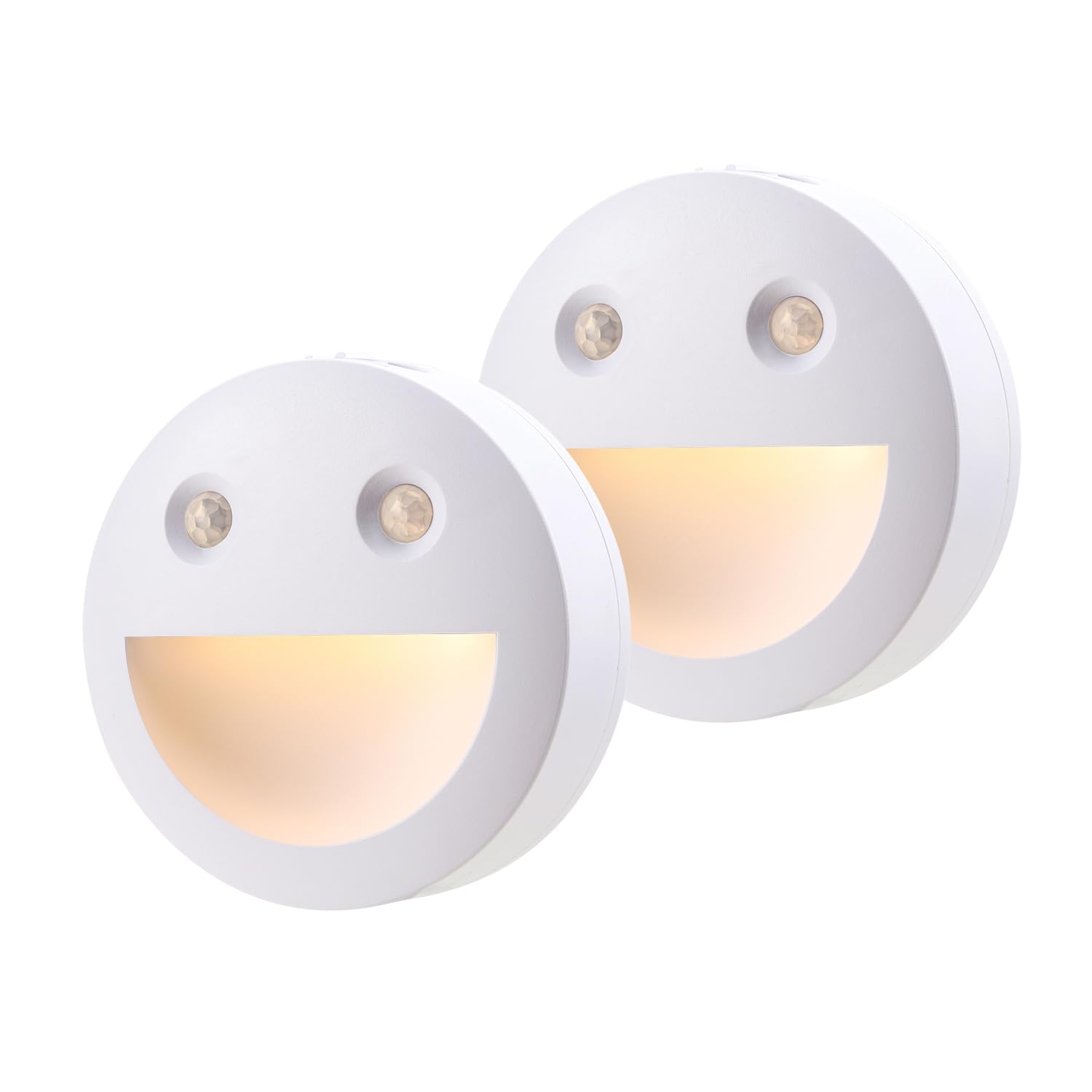 DAMI Night Light with Motion Detector 2 Pack, Led Children Night Light with Smiley, Battery Operated Stairs Light 3 Modes, Closet Light 2700/5000K for Children's Room Hallway Kitchen Bedroom