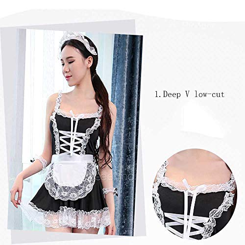 Womens School Cosplay Jurk, Sexy Bikini met Bow Kawaii Maid Kostuum Japanse Fancy Jurk voor meisjes tieners een stuk - Afbeelding 3