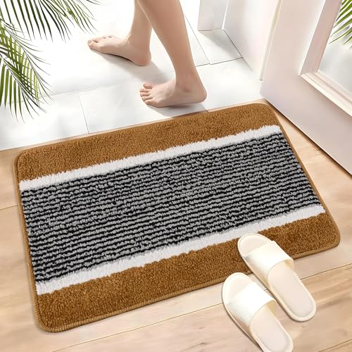 Image of Kuber Industries 16x24 Inch Anti-Skid Water-Absorbent Door Mats for Home | Durable Main Entrance Footmats for Bathroom, Living Room & Office | Micro Wings Lining - Golden