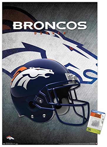 Nfl Denver Broncos Helmet 16 Wall Poster With Push Pins Sportspyder