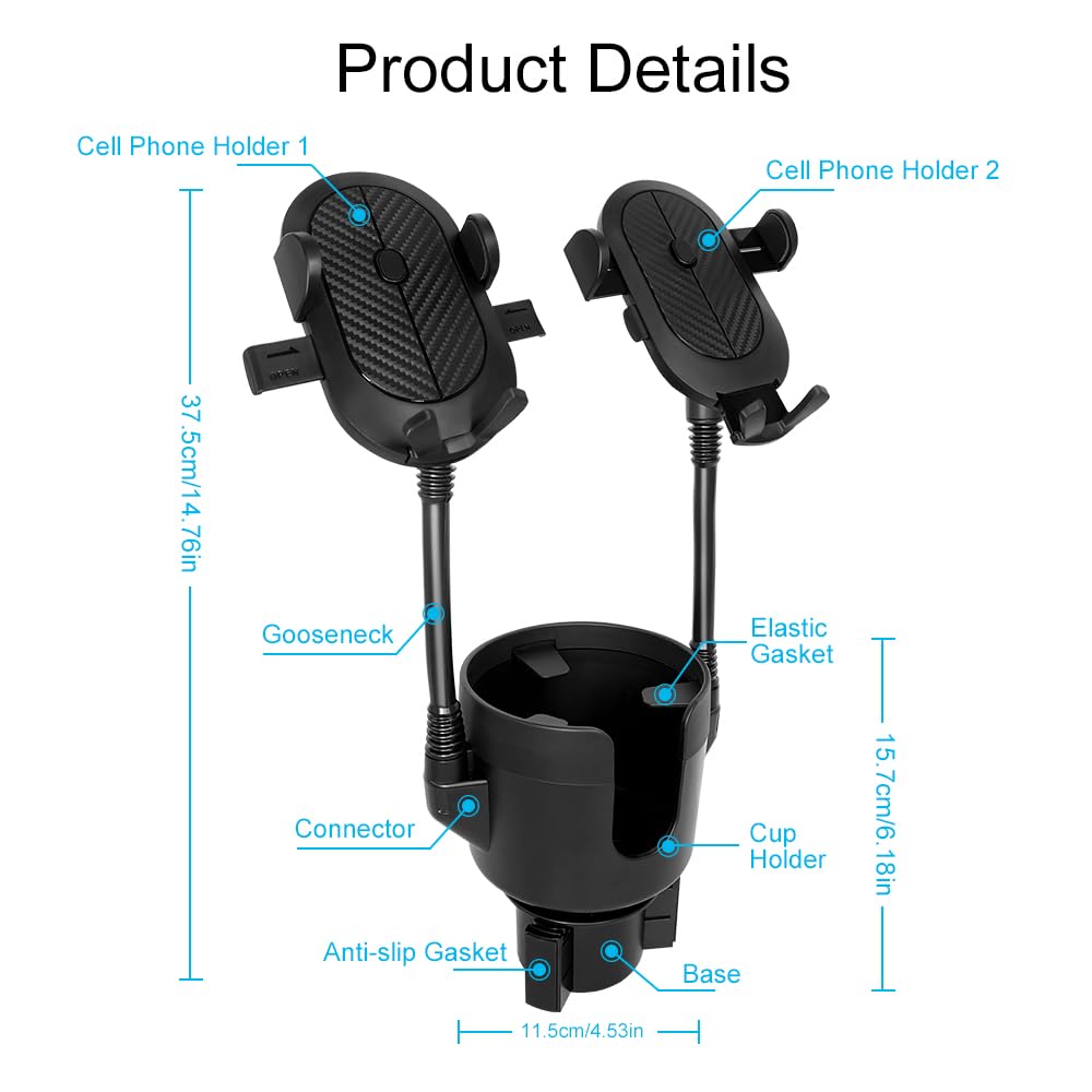Photo 1 of [PARTIAL SET] **UNTESTED**
JINKEY Dual Cup Holder Phone Mount for Car?2-in-1 Adjustable Gooseneck Cradle with 360° Rotation Heavy Duty Universal Automobile Stand for Most 4"-6.7" i-Phone Mobile-Phone Holder