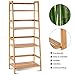 COSTWAY 47.5'' Bamboo Ladder Shelf, Multifunctional Plant Flower Display Stand, Storage Rack, Bookcase Bookshelf Natural (4 Tier)