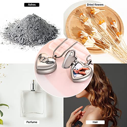 Bivei Necklace for Ashes, Personalized Urn Necklace Photo Heart Lockets for Women Men, Human Pet Ashes Memorial Keepsake Jewelry Pendant2