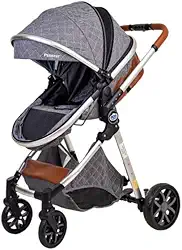 Carrinho Bebê Passear Ares Assento Passeio e Moisés Cinza