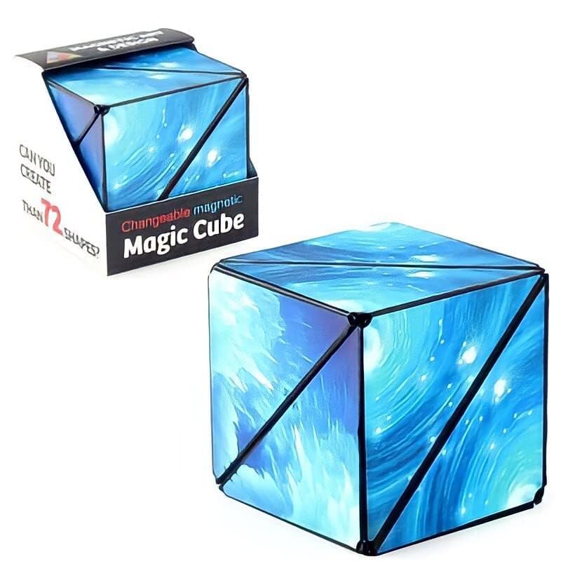 Transforming Magic Cube Fidget Box - Morphs into 72 Unique Geometric Cube - Magnetic Infinity Cube Brain Game for Kids & Adults. (Mix Illusion) - BBargain Basket.