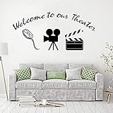 Pegatinas De Pared De Cine En Casa Bienvenido A Nuestra Oferta De Teatro Calcomanías De Pared De Vinilo Decoración Del Hogar Mural De Estilo De Película 89 * 42Cm