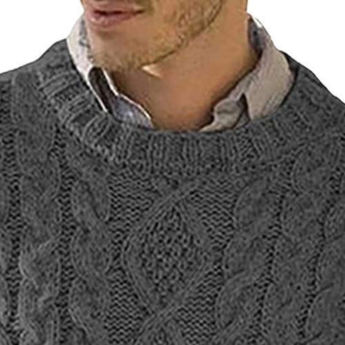 JEShifangjiusu Men'S Crewneck Sweater Casual Wool Blend Cable Knit Sweater Lightweight V Neck Solid Pullover With Pockets4