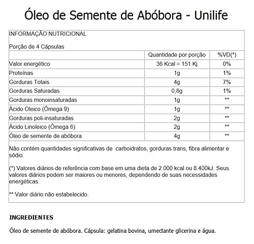 Óleo de Semente de Abóbora - 3 unidades de 60 cápsulas - Unilife