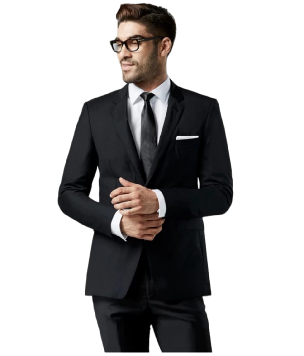 Solid Single Breasted Blazer, Black, Formal Party-picture-32