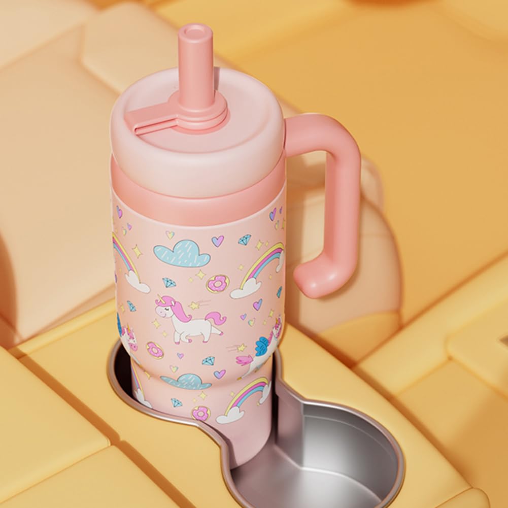 Taza de agua de ballena de acero inoxidable de 24 oz con asa perfecta para niños, adolescentes y adultos