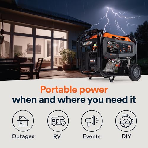 Image of Generac 12,500 Starting Watt Tri-Fuel Portable Generator | Electric Start, Gas, Propane or Natural Gas, Home Backup, Jobsite, or RV, Quiet Operation, Long Runtime, 50-State Compliant