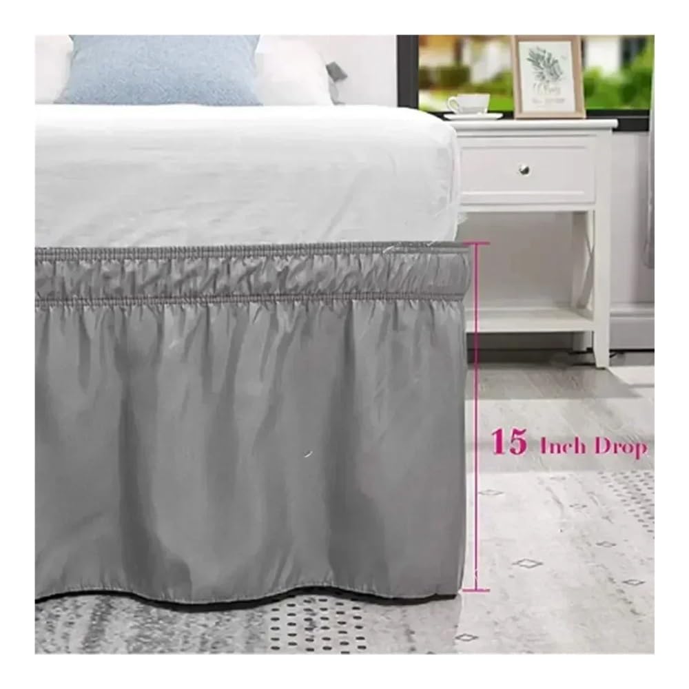 Letto matrimoniale, matrimoniale, matrimoniale, queen-size, con balze, con elastico regolabile, 40 cm, altezza Jupe de Lit(caffè scuro, Twin 190,5 x 99 x 40 cm)
