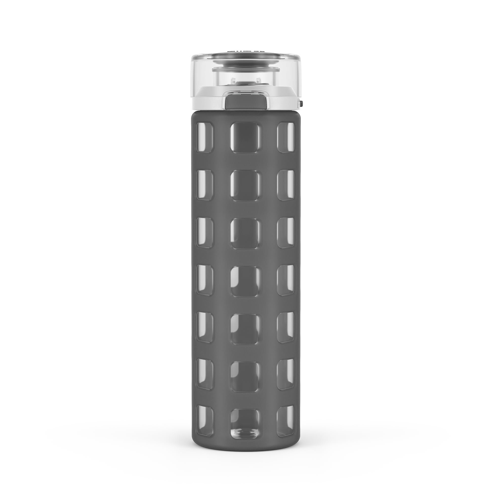 Ello Syndicate BPA-Free Glass Water Bottle with Flip Lid, Grey, 20 oz.
