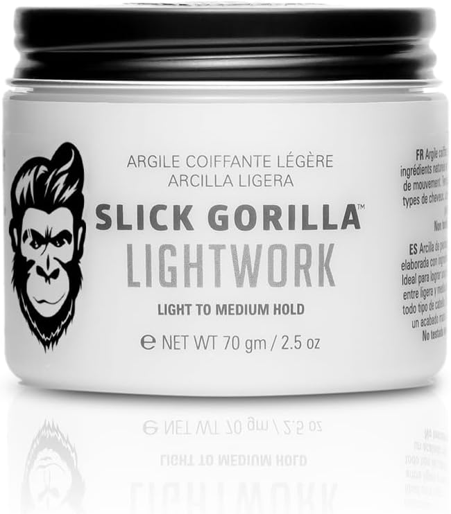 Slick Gorilla Lighwork Matte Hair Clay for Men 2.5 oz | Matte Finish | Flexible Hold | Lightweight Styling Clay | Water-Based | Natural Texture | Non-Greasy Grooming Clay for Everyday Use