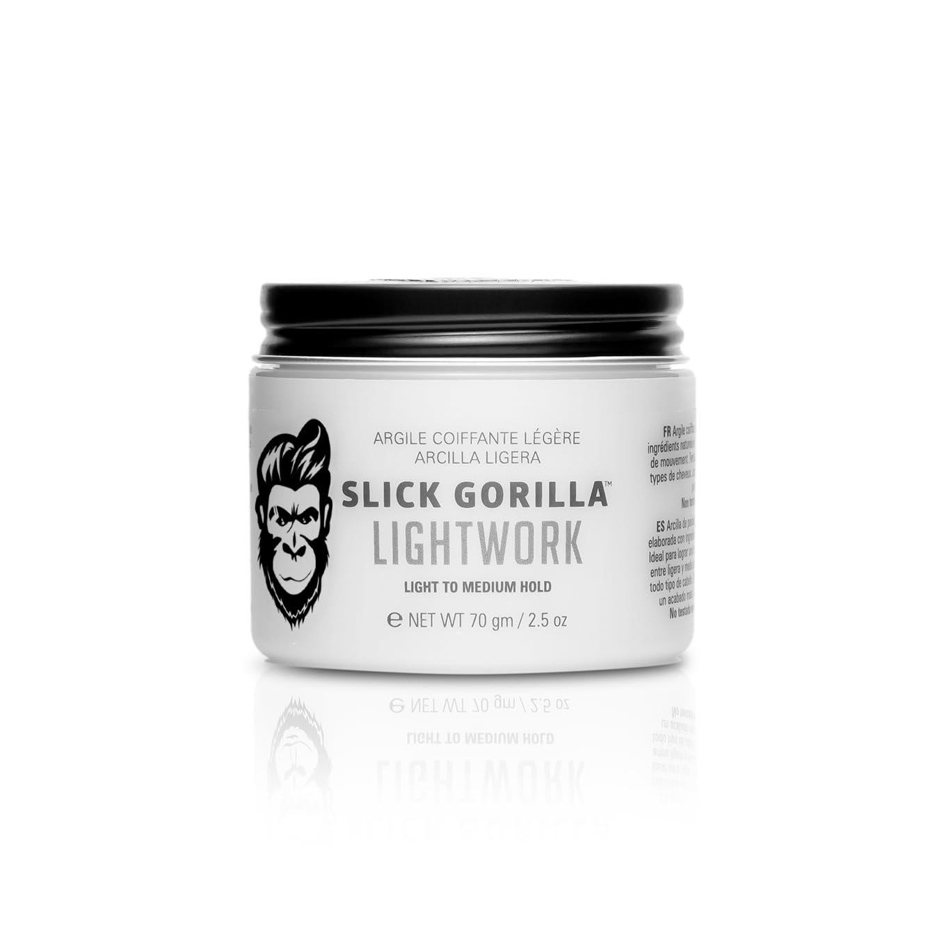 Slick Gorilla Lightwork Hair Clay, Men's Texturising Hair Styling Products, Low to Medium Hold, Low Shine, Matte Finish, 70 g