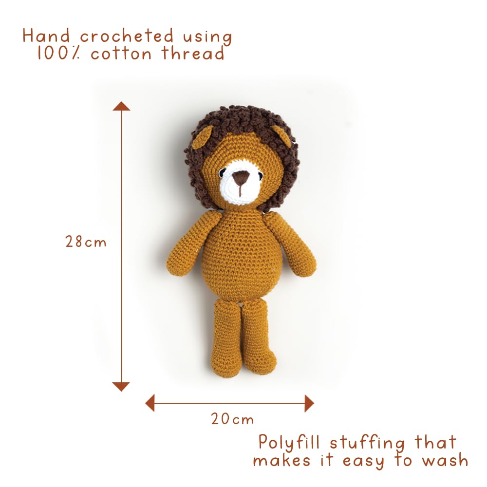 Gubbachhi Simha Soft Toy with Cream Pajama Gift Set | Crochet Toy and Muslin Pajama Combo | Gifting for Toddlers & Children | 100% Muslin Pajama Set | Birthday Gift | Toy for Gifting (1-2 Years) 2