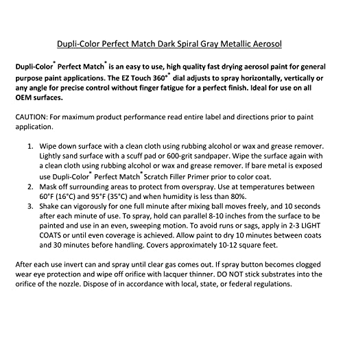 Image of Dupli-Color EBGM05297 Perfect Match Automotive Spray Paint - General Motors Dark Spiral Gray Metallic, 62 WA805K - 8 oz. Aerosol Can