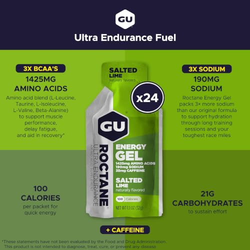 Image of GU Energy, Roctane Ultra Endurance Energy Gel, Salted Lime - 24 Count