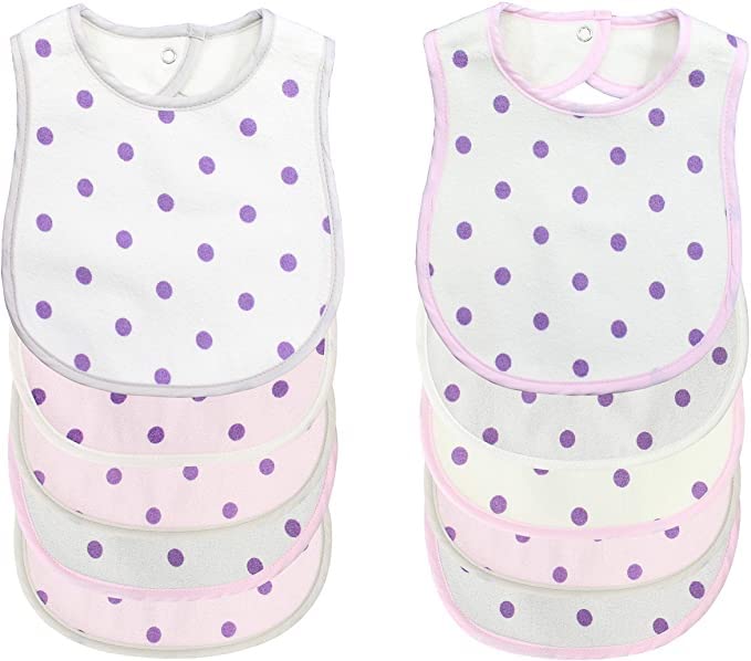 BornCare 3 Layer 10 Pack Waterproof Baby Bibs Newborn Plus Unisex Super Absorbent Bibs with snap 12 x 8