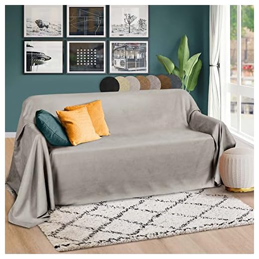 Beautissu Manta Romantica 210x280 cm en óptica de Piel de Ante en Gris Claro